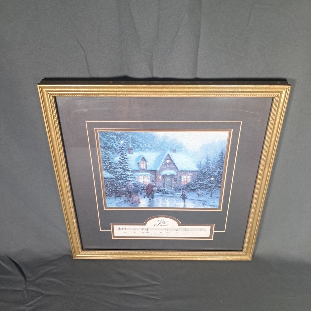 VTG Thomas Kinkade Skater's Pond Framed Accent Print 1997 Holiday Winter Decor